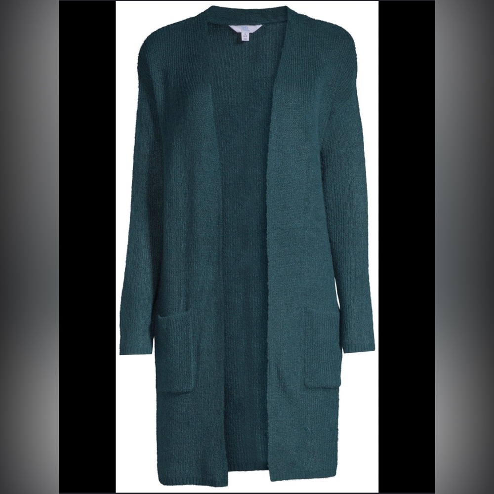 Time and Tru Turquoise Pocket Ribbed Cardigan